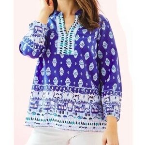 Lilly Pulitzer Popover Asani Tunic in Lapis Lazuli; Size XL